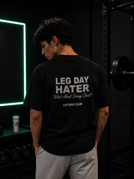 Leg Day Hater Regular Fit Gym T-Shirt for Men | Cotton Graphic Tee