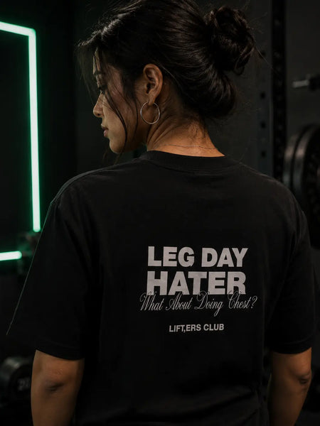 Leg Day Hater Regular Fit Gym T-Shirt for Women | Cotton Graphic Tee