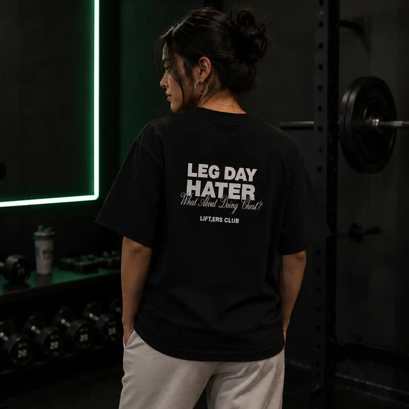 Leg Day Hater Regular Fit Gym T-Shirt for Women | Cotton Graphic Tee