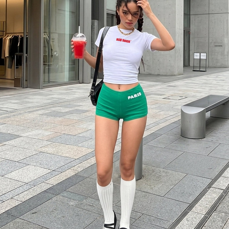 Acid House Logo Baby Tee – White Fitted Crop Top for Women | physical by Acid House™ (formerly Zyra Drip)