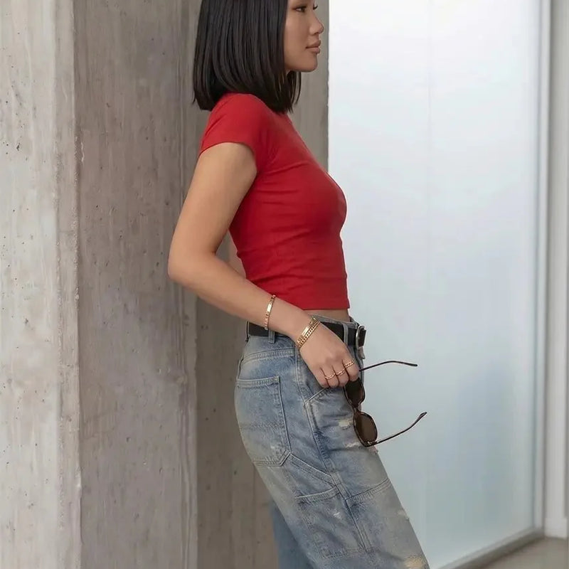 Always Blame A Man Baby Tee – Red Fitted Crop Top for Women | physical by Acid House™ (formerly Zyra Drip)