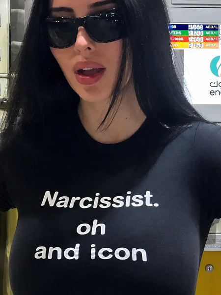 Narcissist Oh and Icon Baby Tee – Black Crop Top