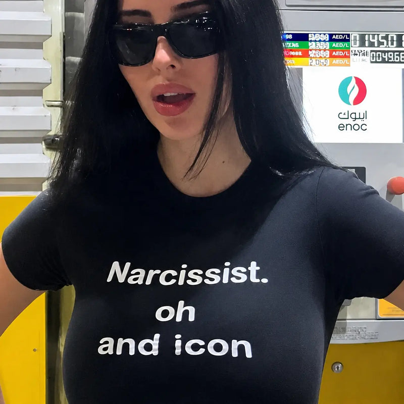 Narcissist Oh and Icon Baby Tee – Black Crop Top