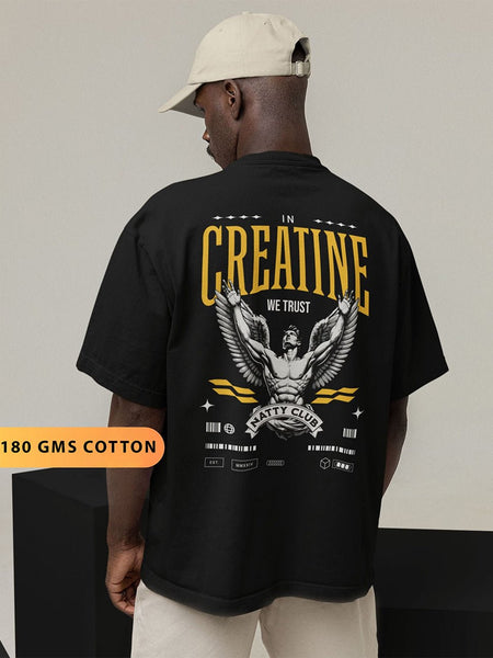Black Oversized Creatine Gym T-Shirt – Bodybuilding Streetwear | physical by Acid House™ (formerly Zyra Drip)