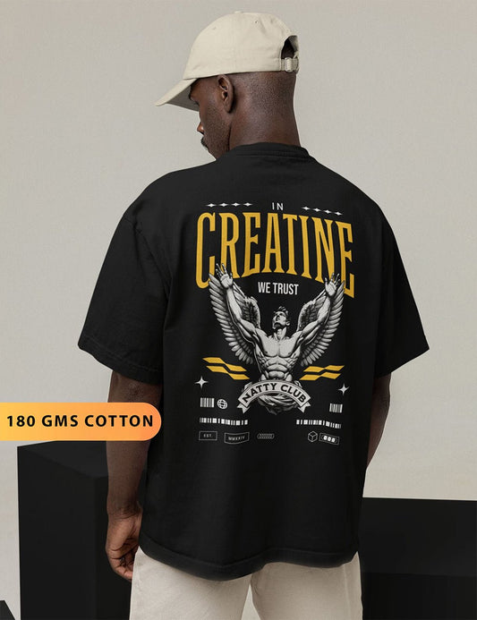 Black Oversized Creatine Gym T-Shirt – Bodybuilding Streetwear | physical by Acid House™ (formerly Zyra Drip)