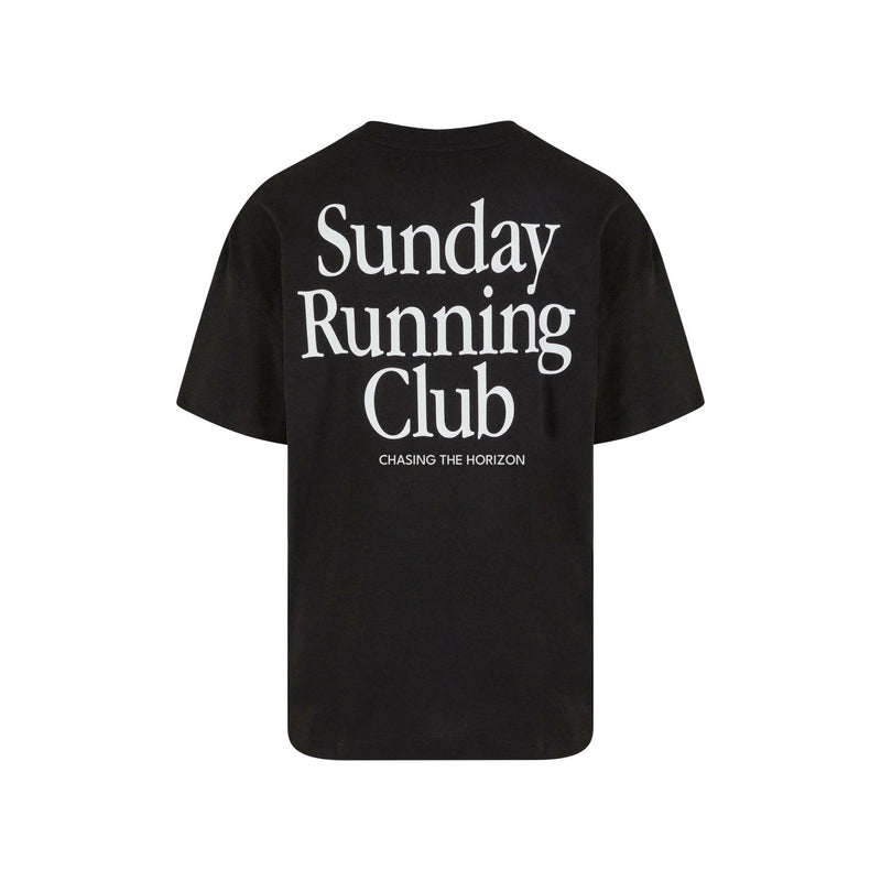Black Oversized Graphic Tee for Men & Women – Sunday Running Club T-Shirt | physical by Acid House™ (formerly Zyra Drip)