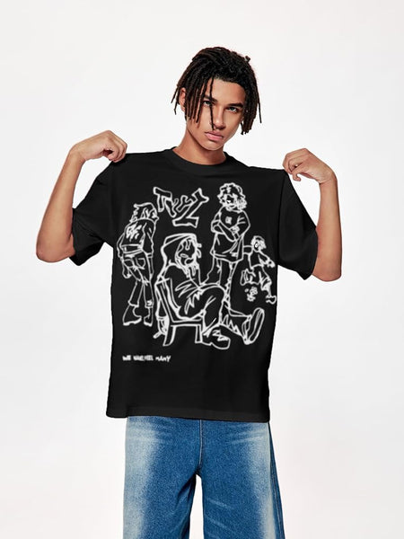 Black Oversized Streetwear Graphic T-Shirt for Men & Women | physical by Acid House™ (formerly Zyra Drip)