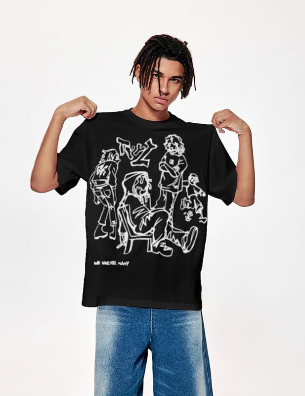 Black Oversized Streetwear Graphic T-Shirt for Men & Women | physical by Acid House™ (formerly Zyra Drip)