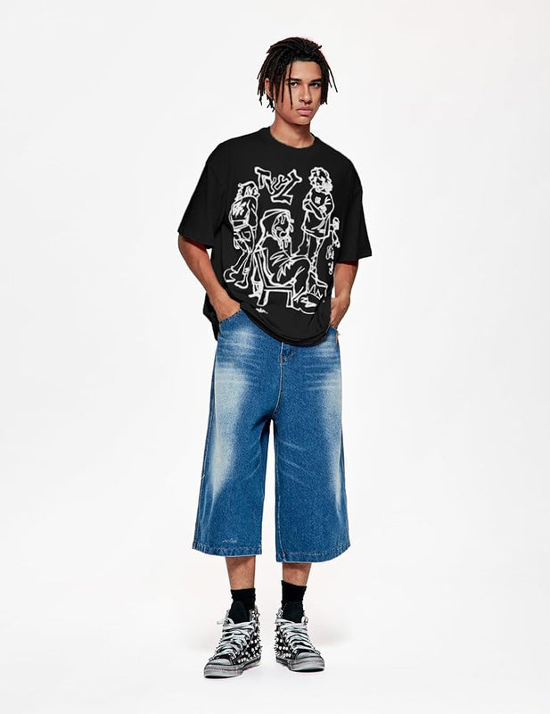 Black Oversized Streetwear Graphic T-Shirt for Men & Women | physical by Acid House™ (formerly Zyra Drip)
