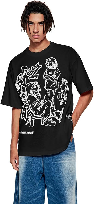 Black Oversized Streetwear Graphic T-Shirt for Men & Women | physical by Acid House™ (formerly Zyra Drip)