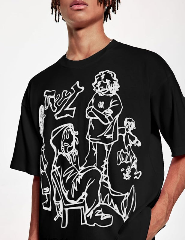 Black Oversized Streetwear Graphic T-Shirt for Men & Women | physical by Acid House™ (formerly Zyra Drip)