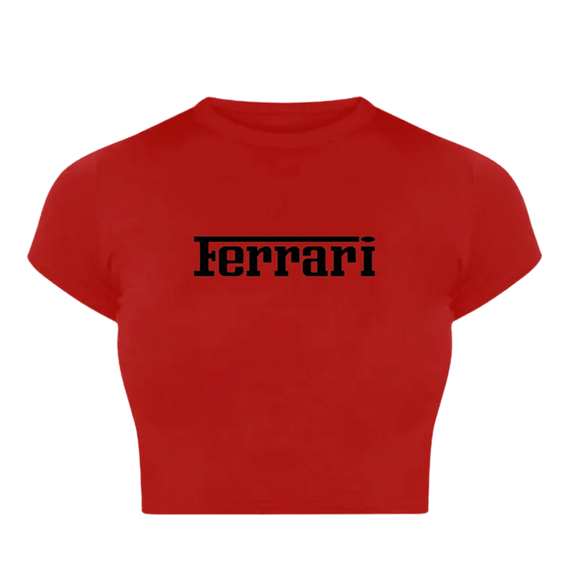 Bold Red Ferrari Baby Tee for Women | Crop Top | physical by Acid House™ (formerly Zyra Drip)