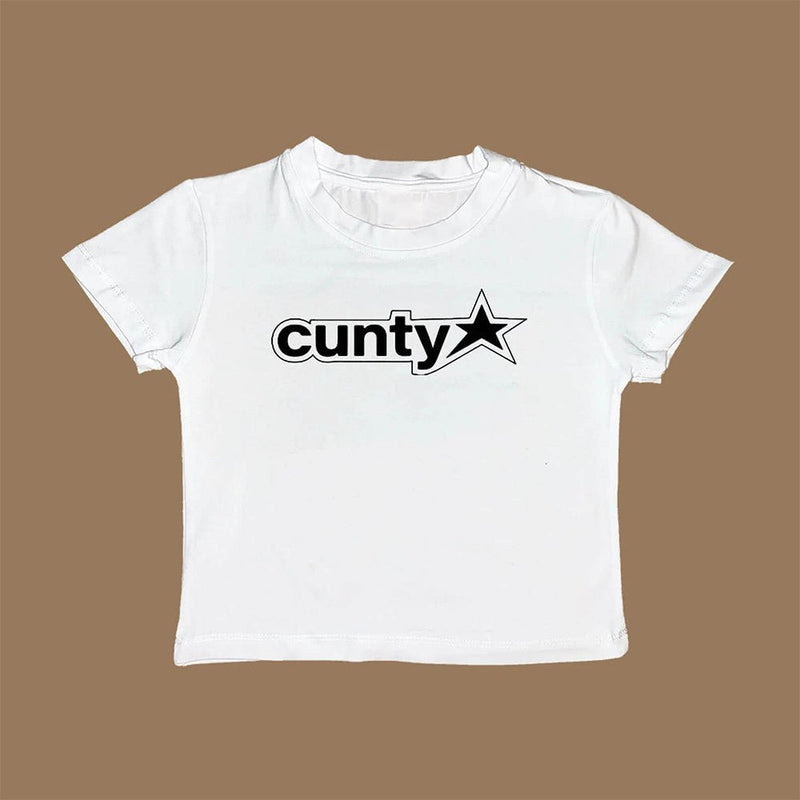 Bold Star Graphic Baby Tee Crop Top for Women – Black & White | physical by Acid House™ (formerly Zyra Drip)
