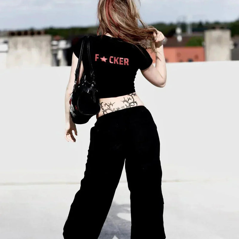 Bold Statement Baby Tee – Black Crop Top for Women | physical by Acid House™ (formerly Zyra Drip)