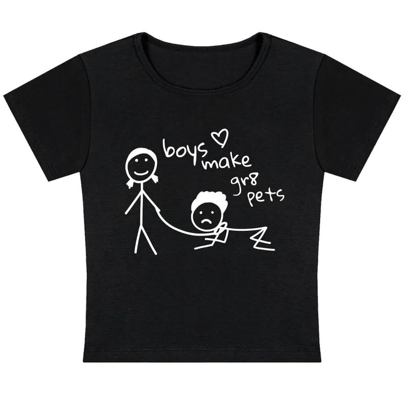 Boys Make Great Pets Baby Tee | Black Crop Top | physical by Acid House™ (formerly Zyra Drip)