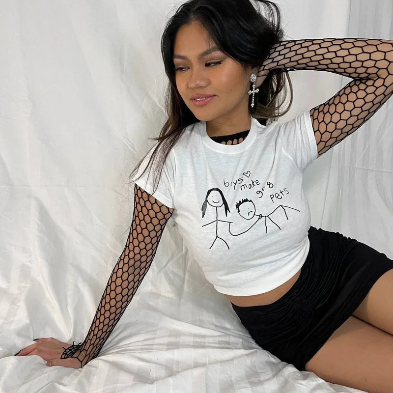 Boys Make Great Pets Baby Tee - Trendy Aesthetic Y2K T-Shirt for Gen Z Girls | physical by Acid House™ (formerly Zyra Drip)
