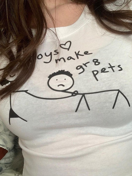 Boys Make Great Pets Baby Tee - Trendy Aesthetic Y2K T-Shirt for Gen Z Girls | physical by Acid House™ (formerly Zyra Drip)