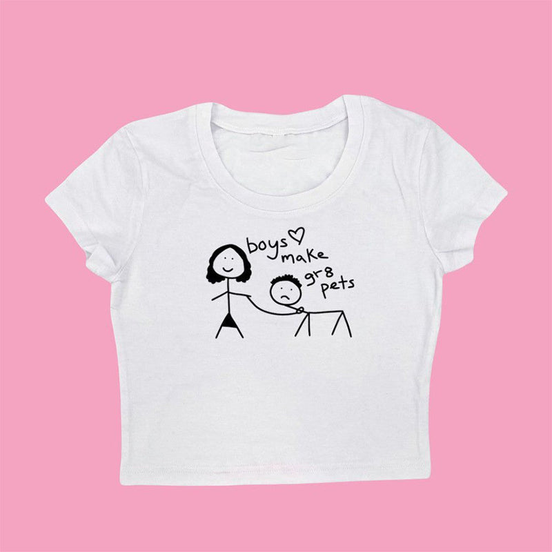 Boys Make Great Pets Baby Tee - Trendy Aesthetic Y2K T-Shirt for Gen Z Girls | physical by Acid House™ (formerly Zyra Drip)