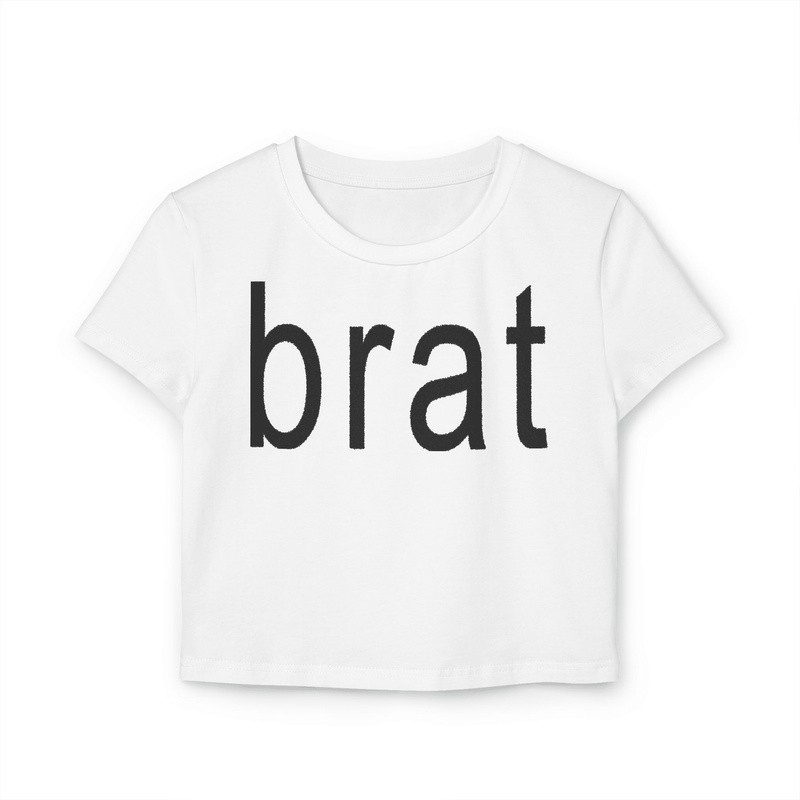 Brat White Baby Tee for Women - Aesthetic Cropped Y2K Graphic T-Shirt | physical by Acid House™ (formerly Zyra Drip)