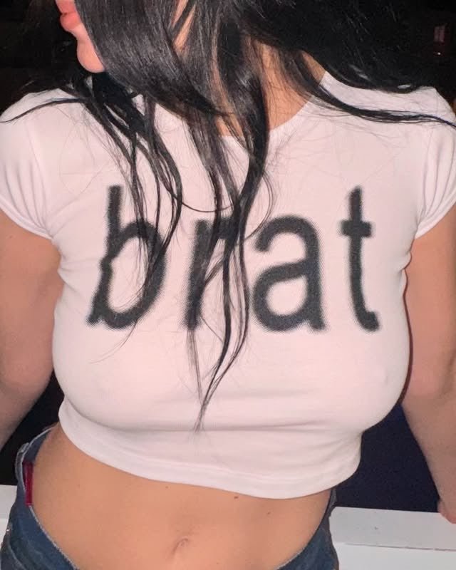 Brat White Baby Tee for Women - Aesthetic Cropped Y2K Graphic T-Shirt | physical by Acid House™ (formerly Zyra Drip)
