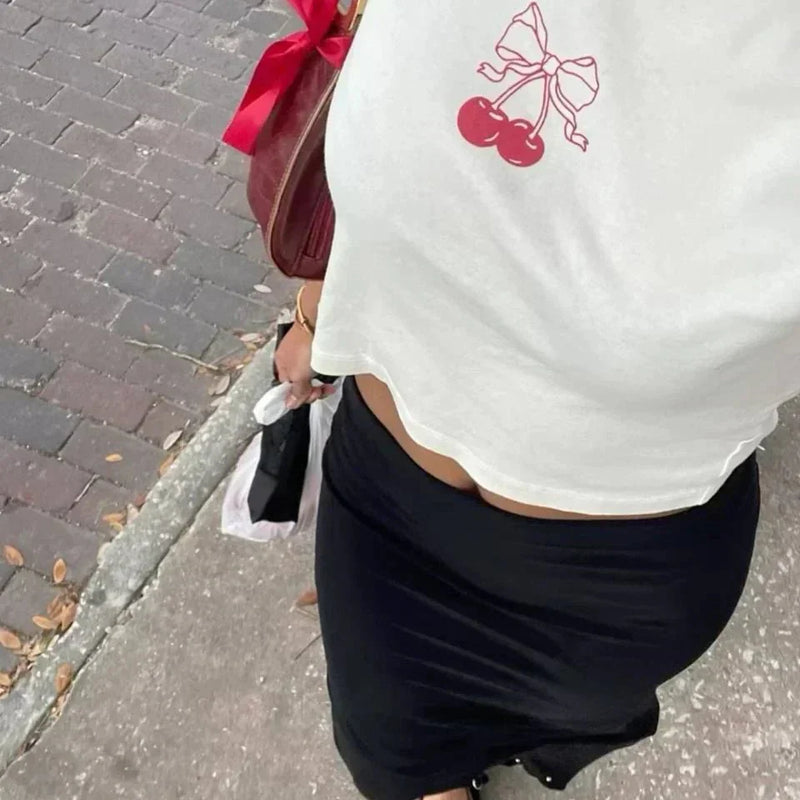 Cherry Baby Tee – White Aesthetic Crop Top | physical by Acid House™ (formerly Zyra Drip)
