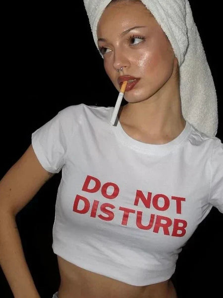 Do Not Disturb” Black Baby Tee Crop Top | physical by Acid House™ (formerly Zyra Drip)