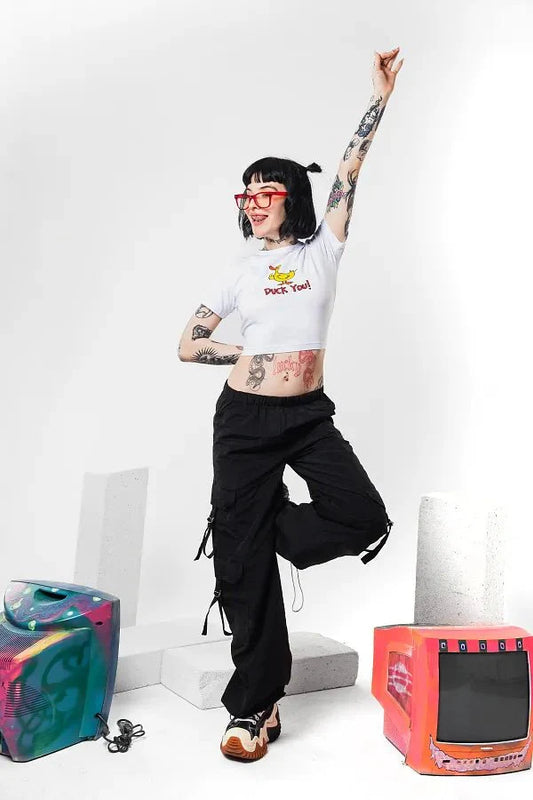 Duck You Baby Tee – Graphic Y2K Crop Top | Drip Republic | physical by Acid House™ (formerly Zyra Drip)