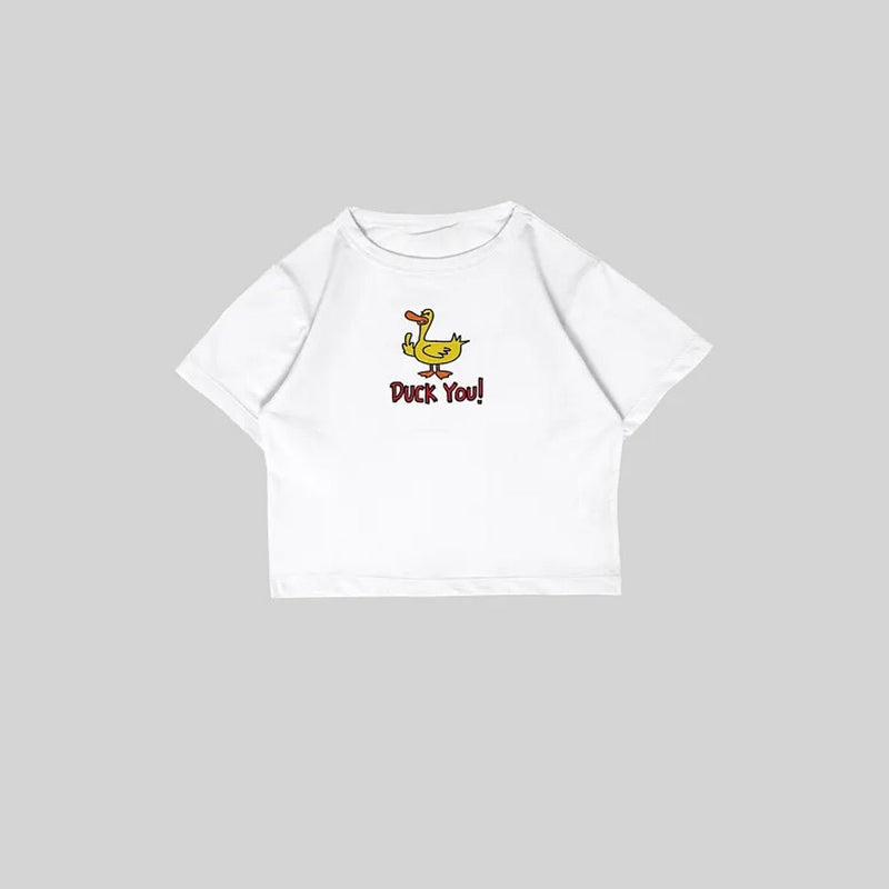 Duck You Baby Tee – Graphic Y2K Crop Top | Drip Republic | physical by Acid House™ (formerly Zyra Drip)