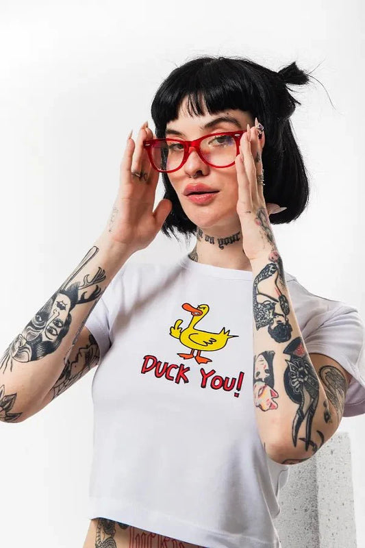 Duck You Baby Tee – Graphic Y2K Crop Top | Drip Republic | physical by Acid House™ (formerly Zyra Drip)