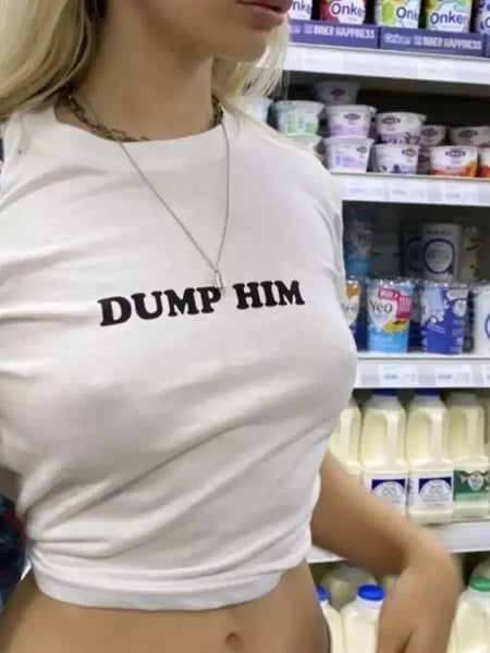 DUMP HIM BABY TEE | WHITE CROP TOP | physical by Acid House™ (formerly Zyra Drip)
