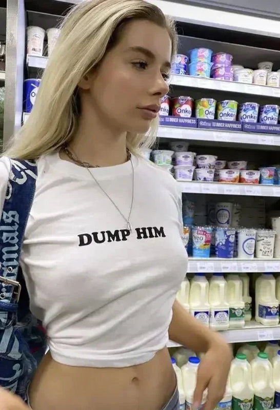 DUMP HIM BABY TEE | WHITE CROP TOP | physical by Acid House™ (formerly Zyra Drip)