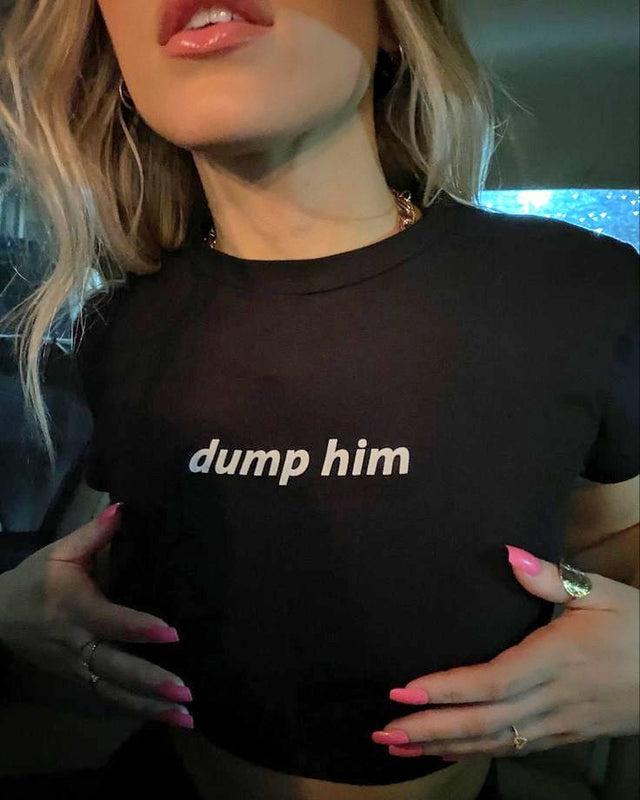 Dump Him Black Baby Tee for Women – Cropped Graphic T-Shirt | physical by Acid House™ (formerly Zyra Drip)