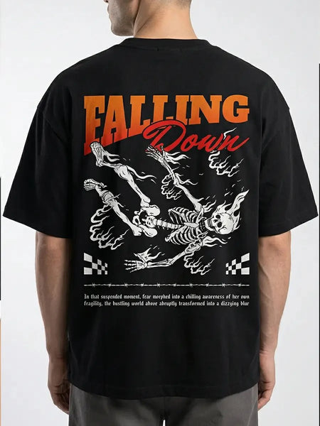 Falling Down Graphic Oversized T-Shirt – Black Streetwear Tee | physical by Acid House™ (formerly Zyra Drip)