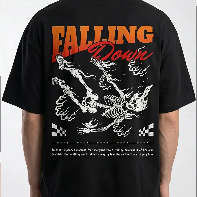 Falling Down Graphic Oversized T-Shirt – Black Streetwear Tee | physical by Acid House™ (formerly Zyra Drip)