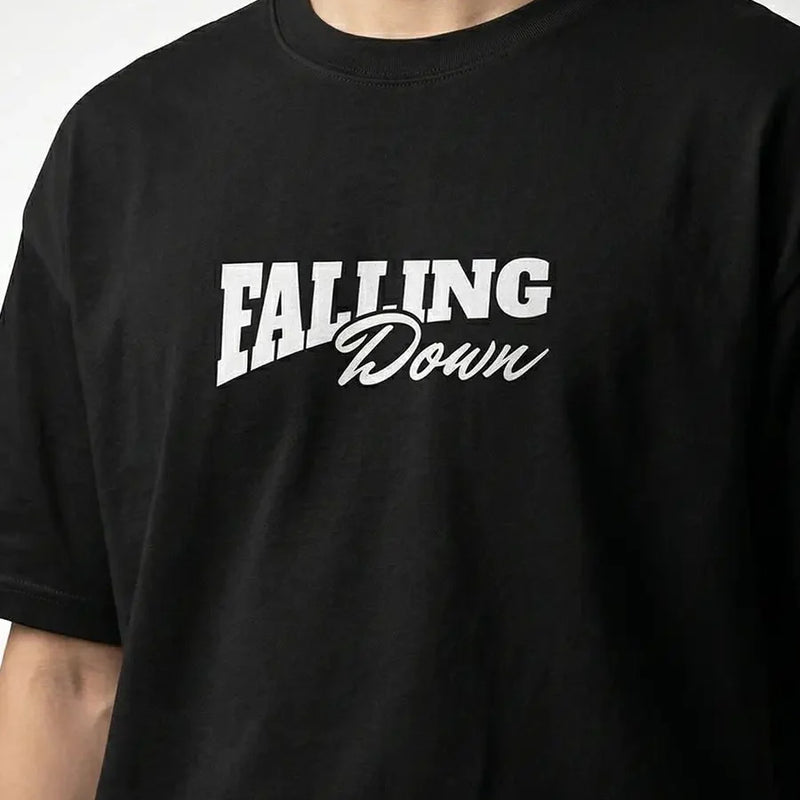 Falling Down Graphic Oversized T-Shirt – Black Streetwear Tee | physical by Acid House™ (formerly Zyra Drip)