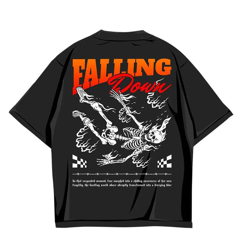 Falling Down Graphic Oversized T-Shirt – Black Streetwear Tee | physical by Acid House™ (formerly Zyra Drip)