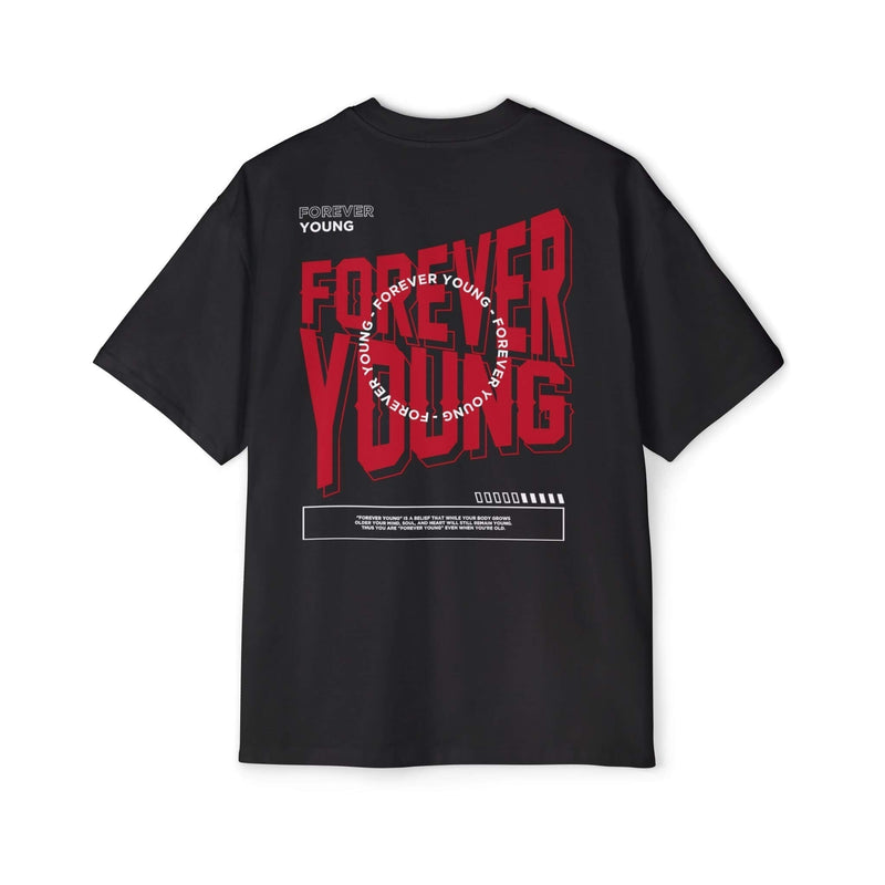 Forever Young Black Oversized Unisex T-Shirt | Graphic Streetwear Tee for Men & Women | physical by Acid House™ (formerly Zyra Drip)