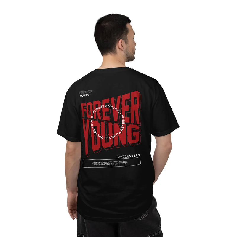 Forever Young Black Unisex T-Shirt | Graphic Streetwear Tee for Men & Women