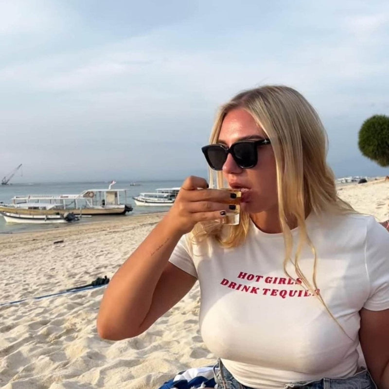 Hot Girls Drink Tequila Baby Tee – Women’s Crop Top | physical by Acid House™ (formerly Zyra Drip)