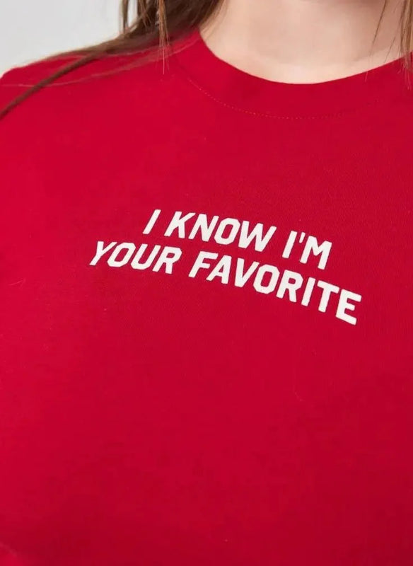 “I Know I’m Your Favorite” Red Baby Tee Crop Top | physical by Acid House™ (formerly Zyra Drip)