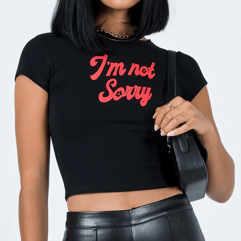I’m Not Sorry Black Baby Tee for Women | physical by Acid House™ (formerly Zyra Drip)