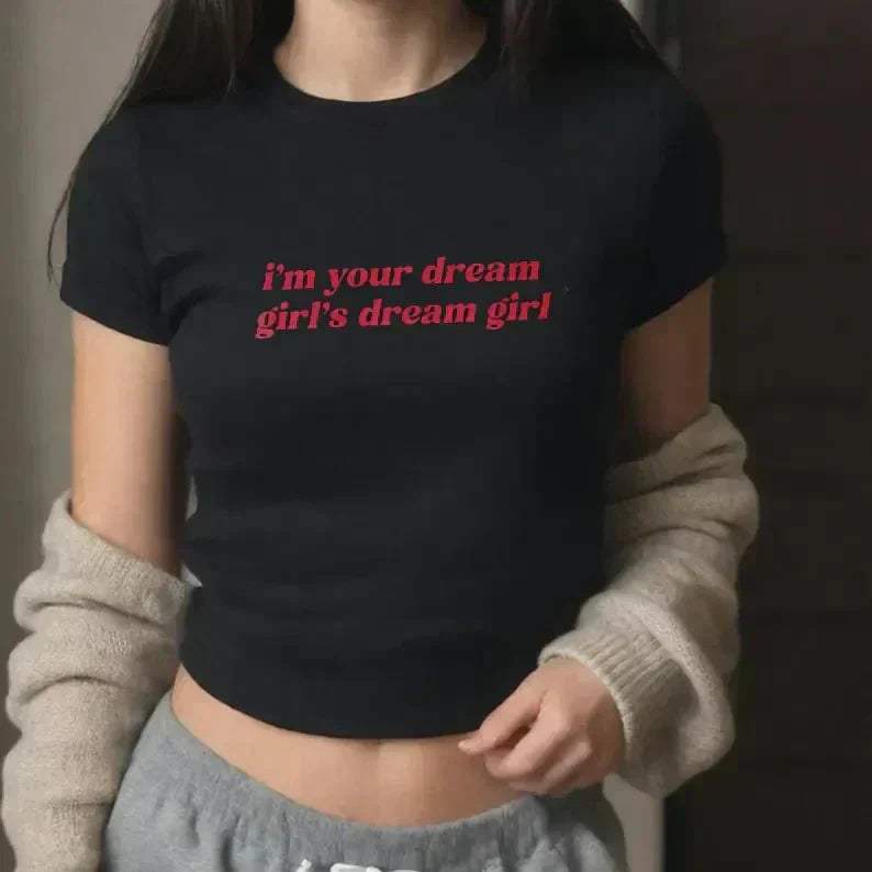 I'm Your Dream Girl's Dream Girl Baby Tee – Black & White Crop Top | physical by Acid House™ (formerly Zyra Drip)