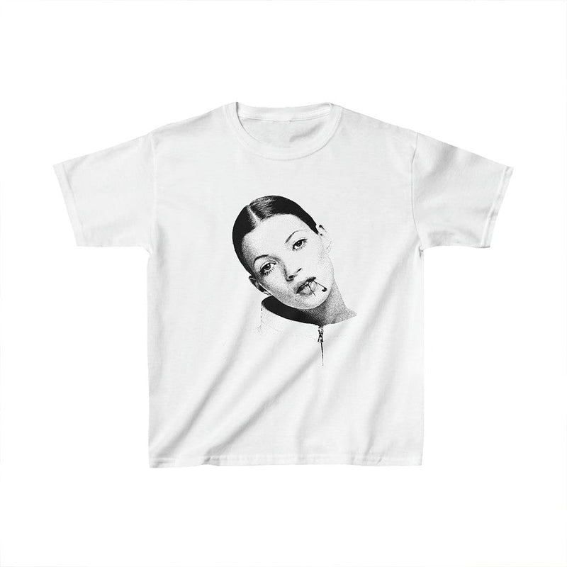 Kate Moss Graphic Crop Top – 90s Aesthetic Baby Tee for Women | physical by Acid House™ (formerly Zyra Drip)