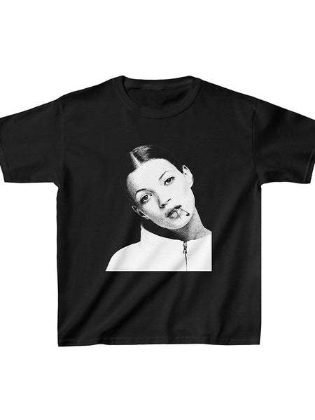 Kate Moss Graphic Crop Top – 90s Aesthetic Baby Tee for Women | physical by Acid House™ (formerly Zyra Drip)
