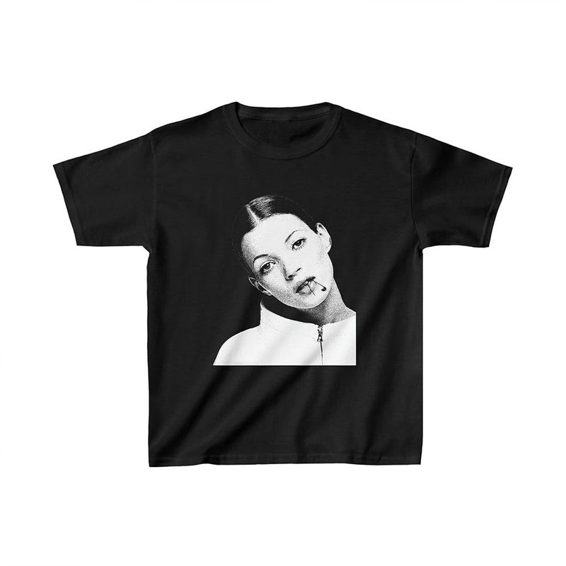 Kate Moss Graphic Crop Top – 90s Aesthetic Baby Tee for Women | physical by Acid House™ (formerly Zyra Drip)