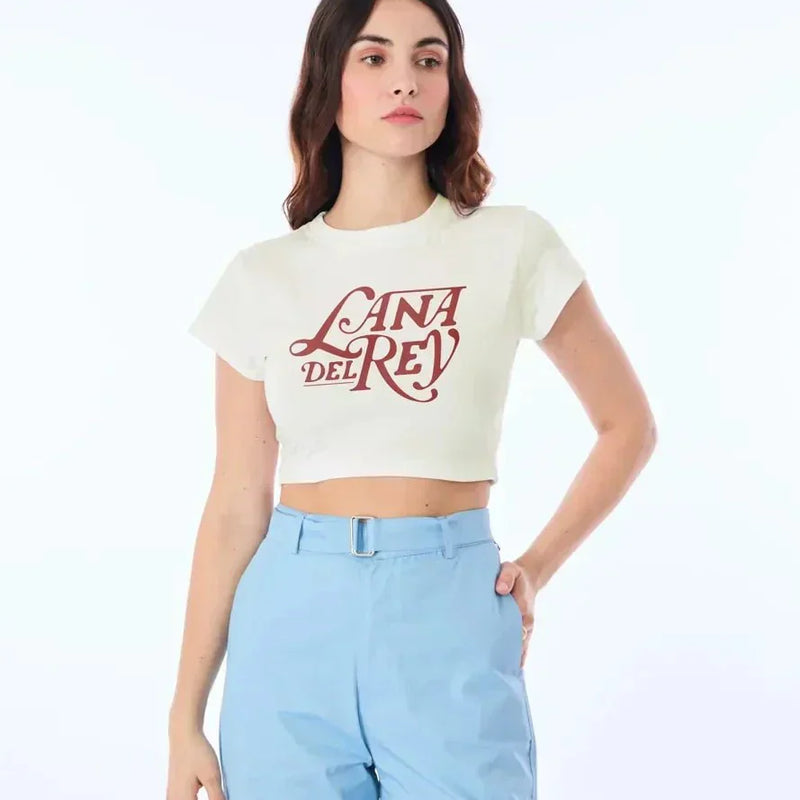 Lana Del Rey Inspired Off White Baby Tee | Crop Top | physical by Acid House™ (formerly Zyra Drip)