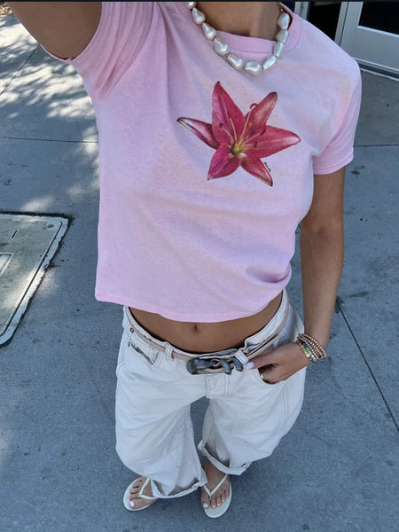 Lily Blossom Aesthetic Baby Tee for Women – Y2K Crop Top | physical by Acid House™ (formerly Zyra Drip)