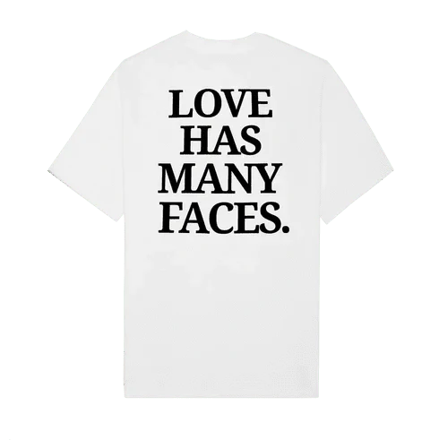 Love Has Many Faces | White Oversized Drop Shoulder Tee for Men | physical by Acid House™ (formerly Zyra Drip)