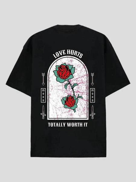 Love Hurts Oversized T-Shirt for Men & Women - Graphic Emotional Printed Unisex T-Shirt | physical by Acid House™ (formerly Zyra Drip)