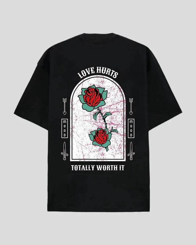 Love Hurts Oversized T-Shirt for Men & Women - Graphic Emotional Printed Unisex T-Shirt | physical by Acid House™ (formerly Zyra Drip)